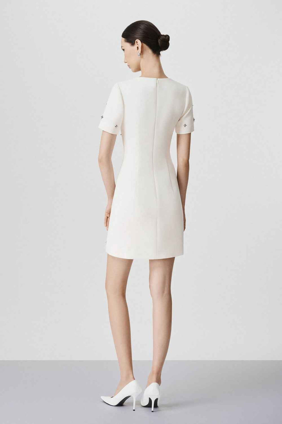 Thalia A-line Bead Wool Mini Dress