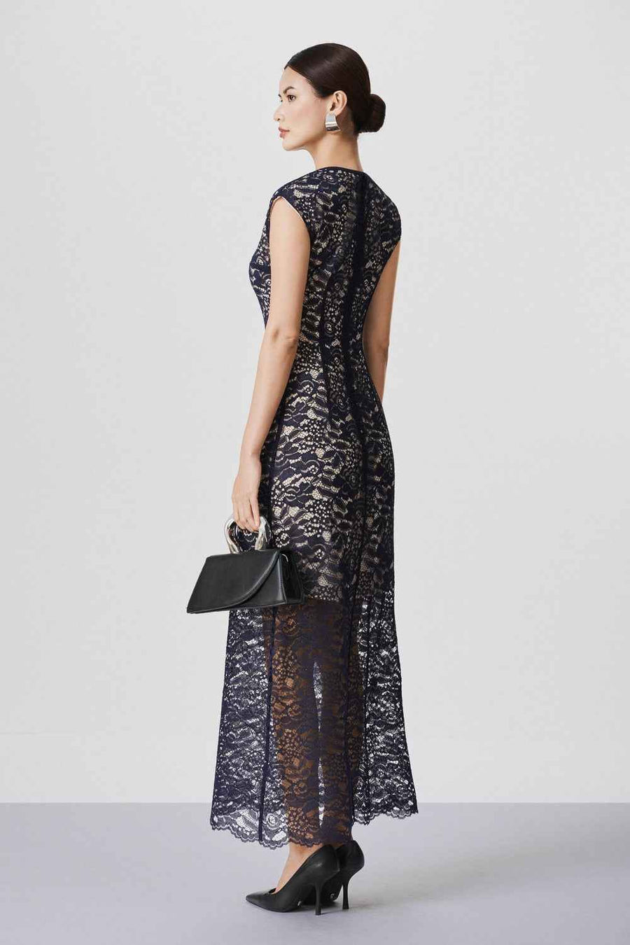 Martha A-line Cap Sleeved Lace Maxi Dress