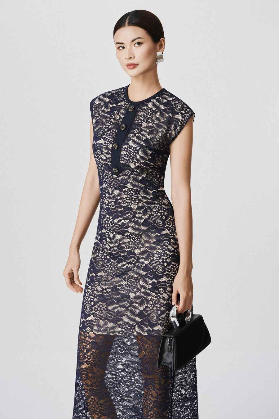 Martha A-line Cap Sleeved Lace Maxi Dress