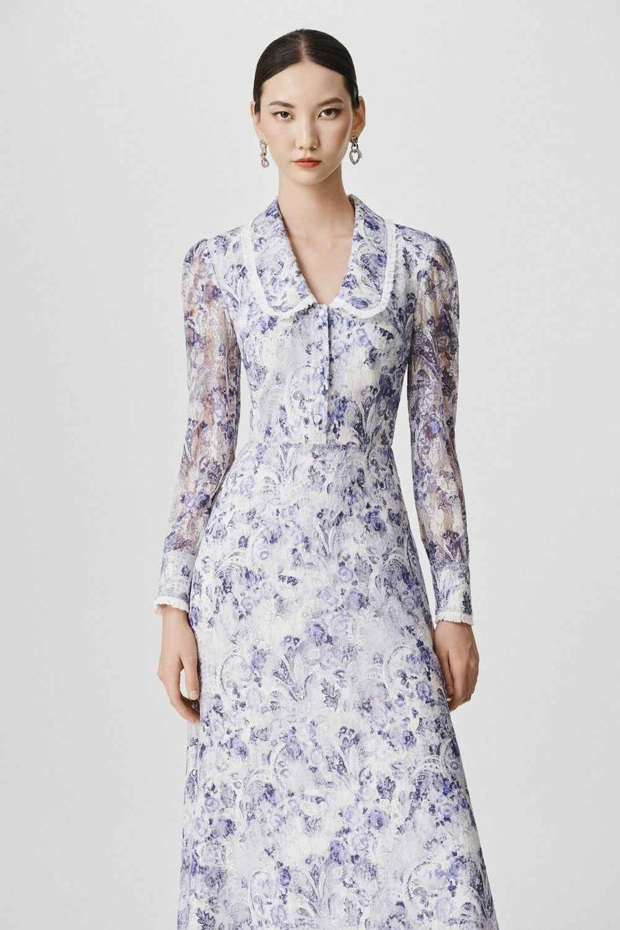 Joelle Sheath Peter Pan Collar Lace Maxi Dress