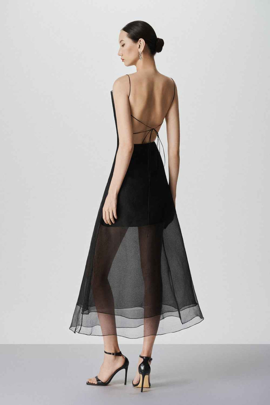 Roselyn A-line Sheer Organza Calf Length Dress