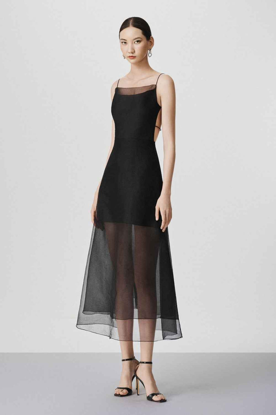 Roselyn A-line Sheer Organza Calf Length Dress
