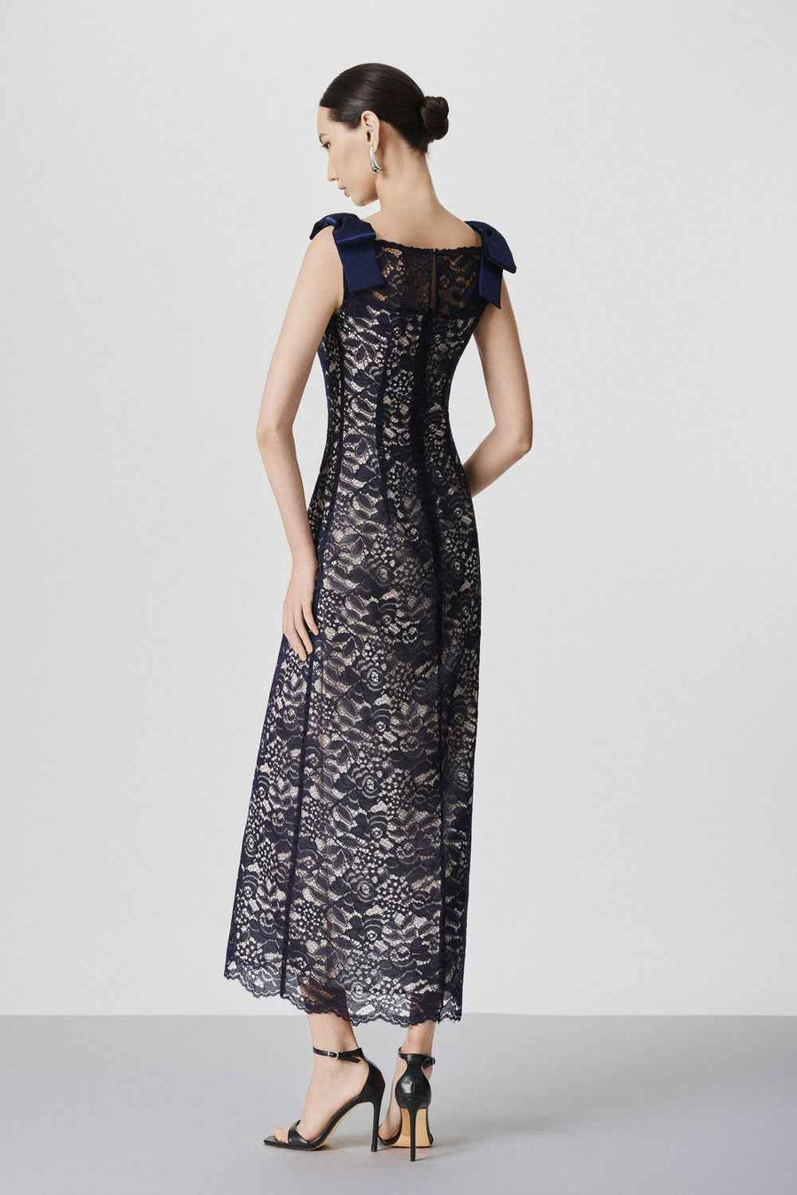 Dani Sheath Bow Lace Maxi Dress