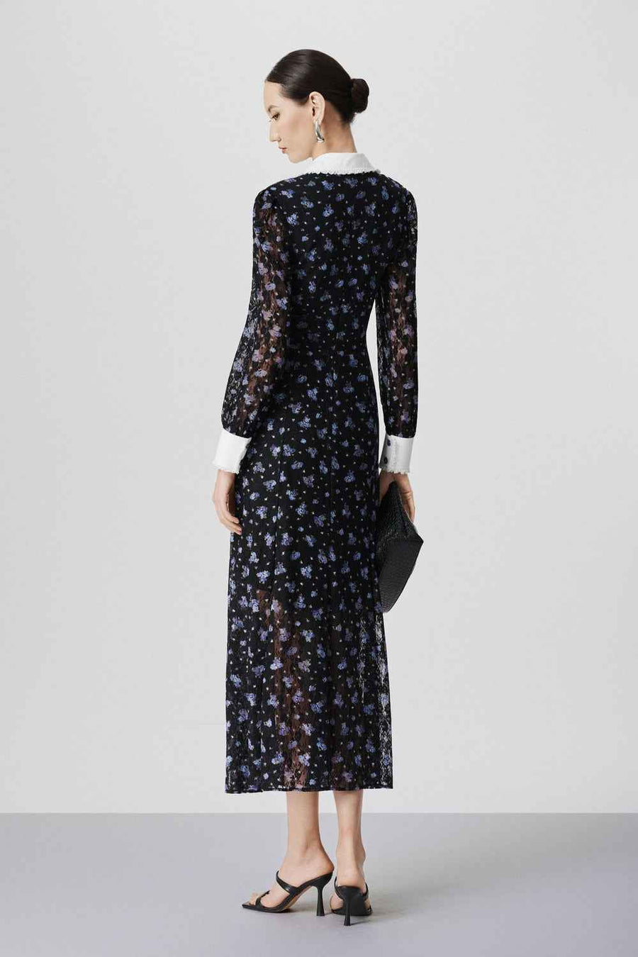 Elodie A-line Cuff Sleeved Lace Maxi Dress