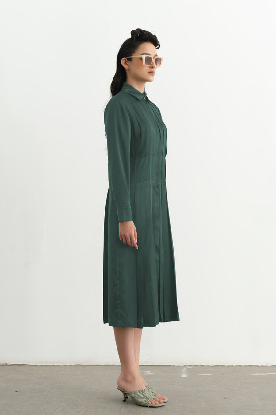Vadim Tunic Pleated Silk Midi Dress 11