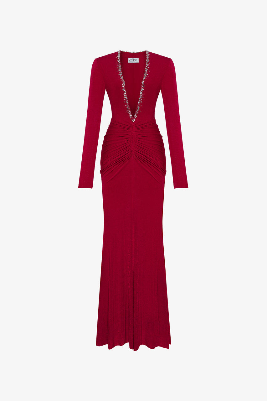 Sinuous Ruched Bodycon Maxi Dress 1