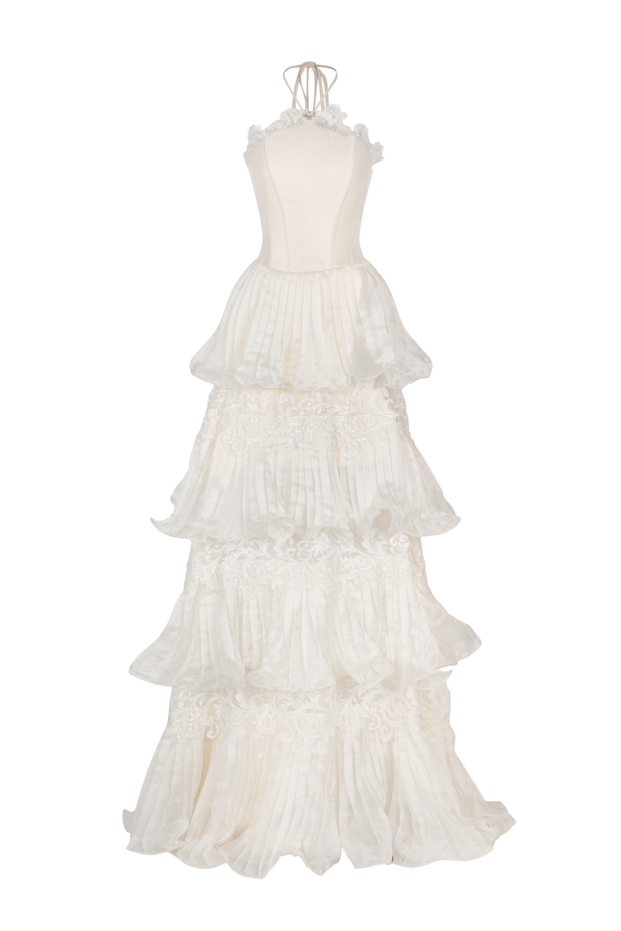 Reverie Halter Neck Pleated Maxi Dress 1