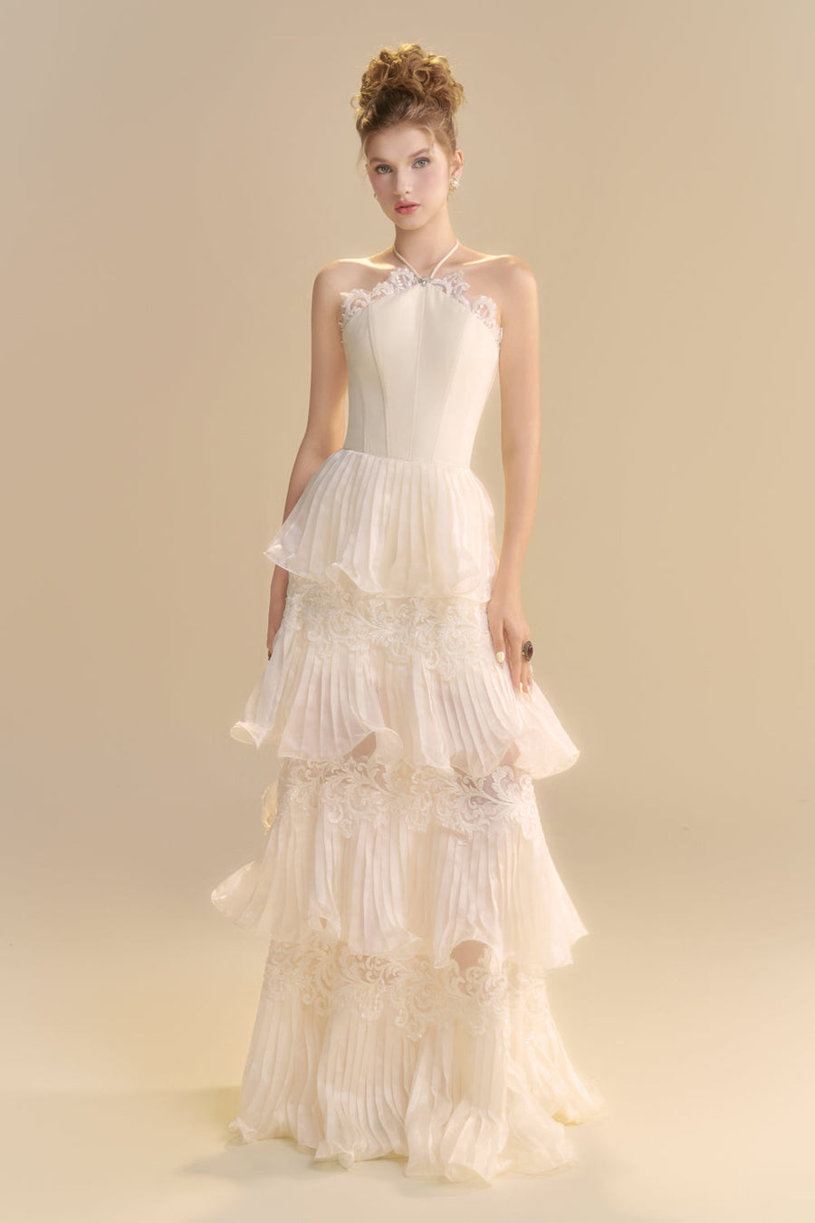Reverie Halter Neck Pleated Maxi Dress 6