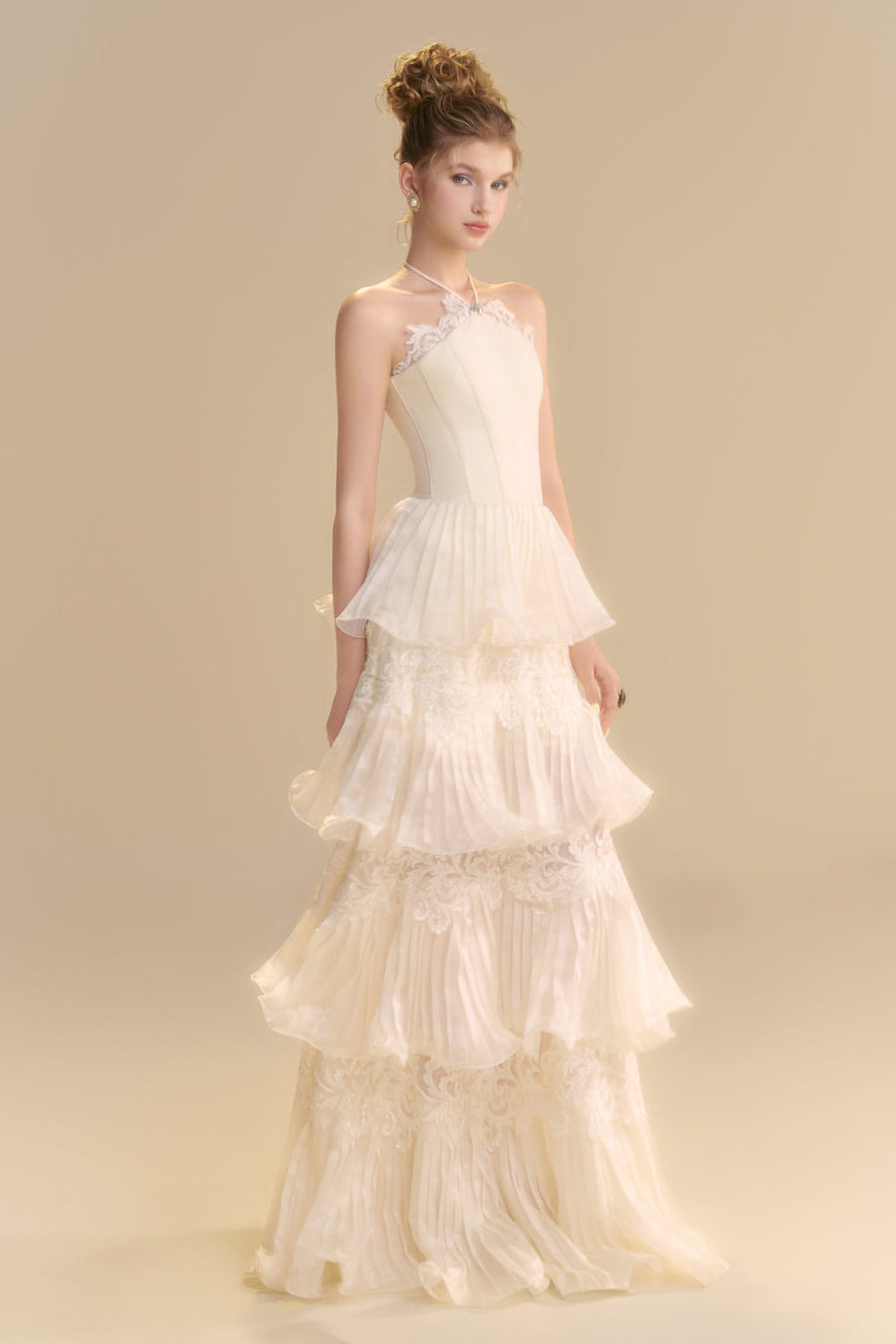 Reverie Halter Neck Pleated Maxi Dress 7