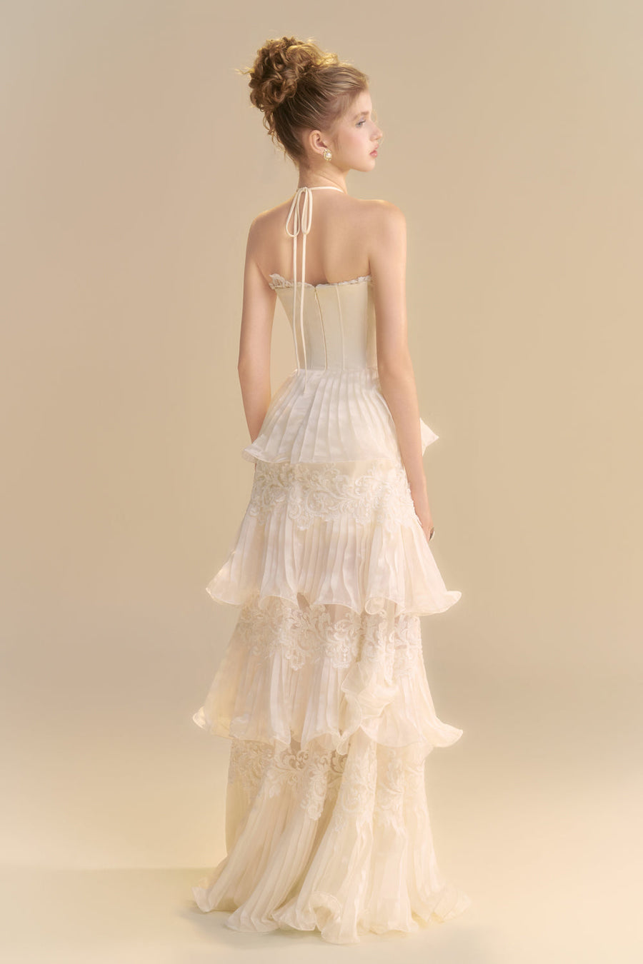 Reverie Halter Neck Pleated Maxi Dress 5