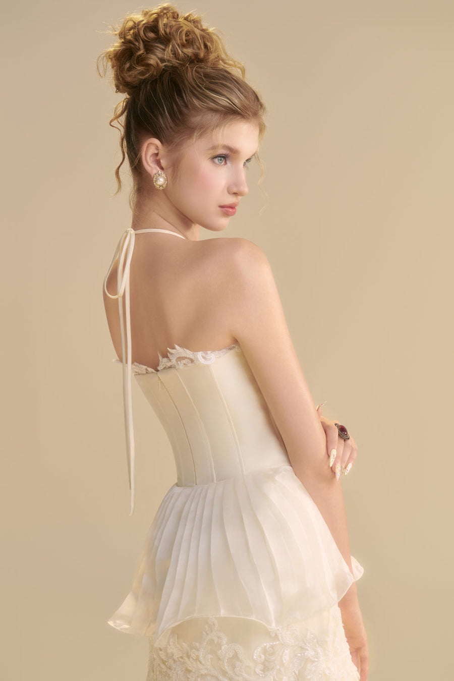 Reverie Halter Neck Pleated Maxi Dress 3