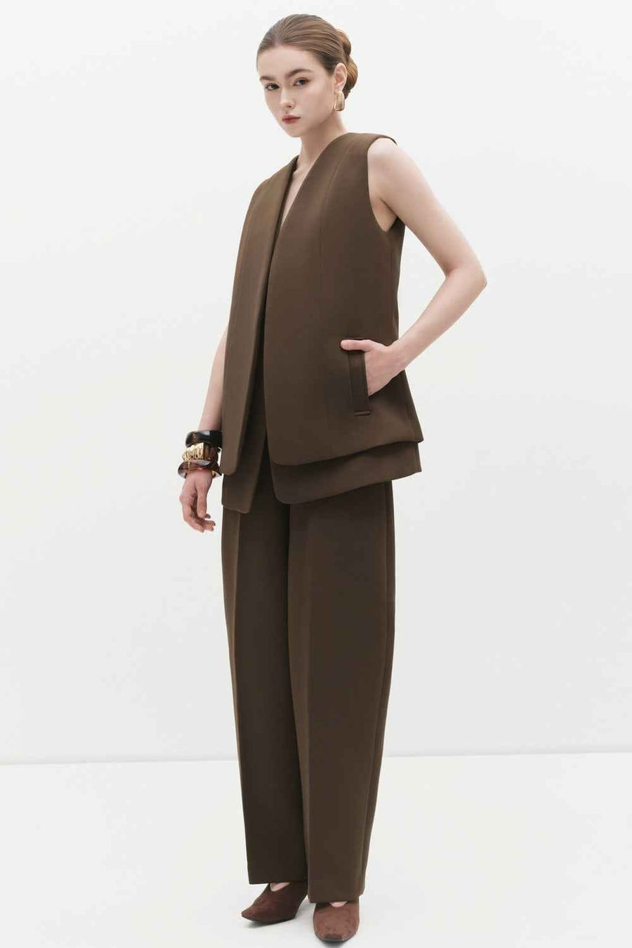Rosalind V-Neck Twill Blazer