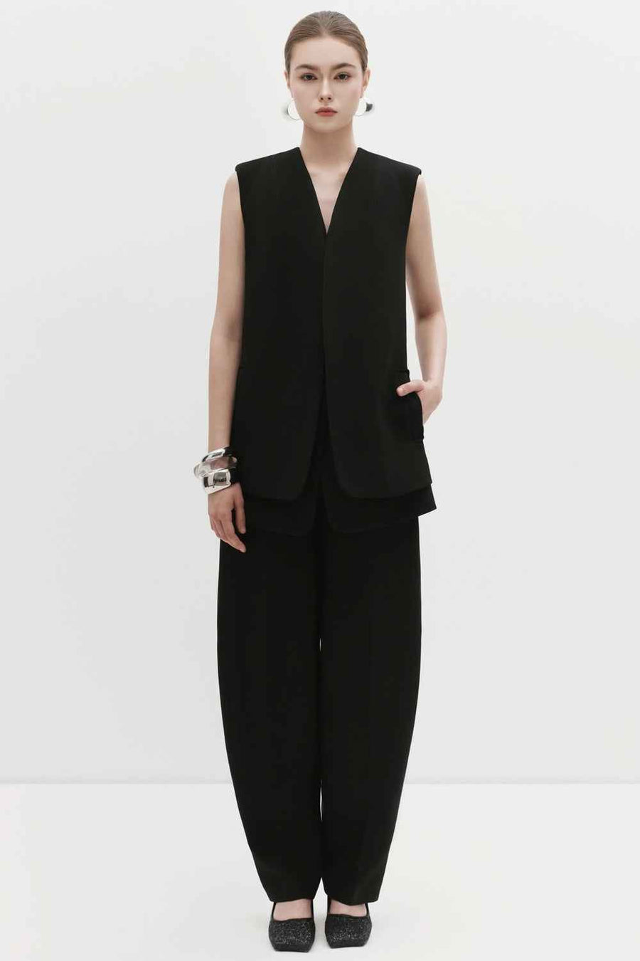 Rosalind V-Neck Twill Blazer