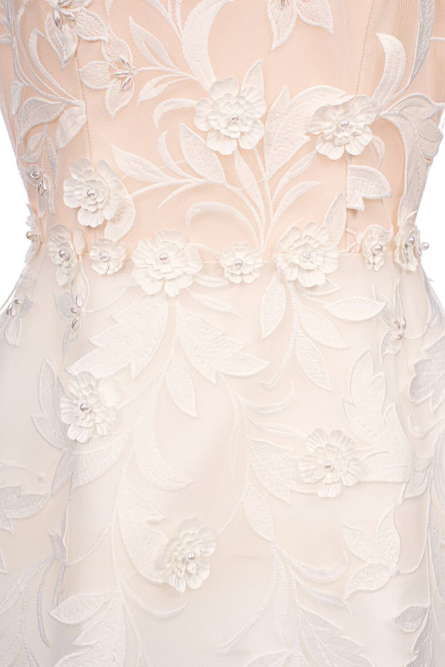 Thessia A-line Illusion Neck Mesh Lace Midi Dress 6