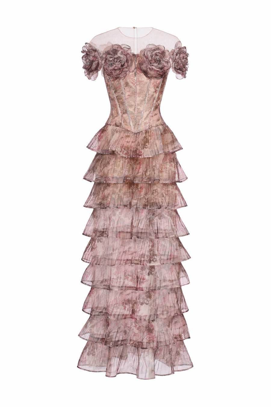 Avenel Sheath Tiered Chiffon Calf Length Set 1