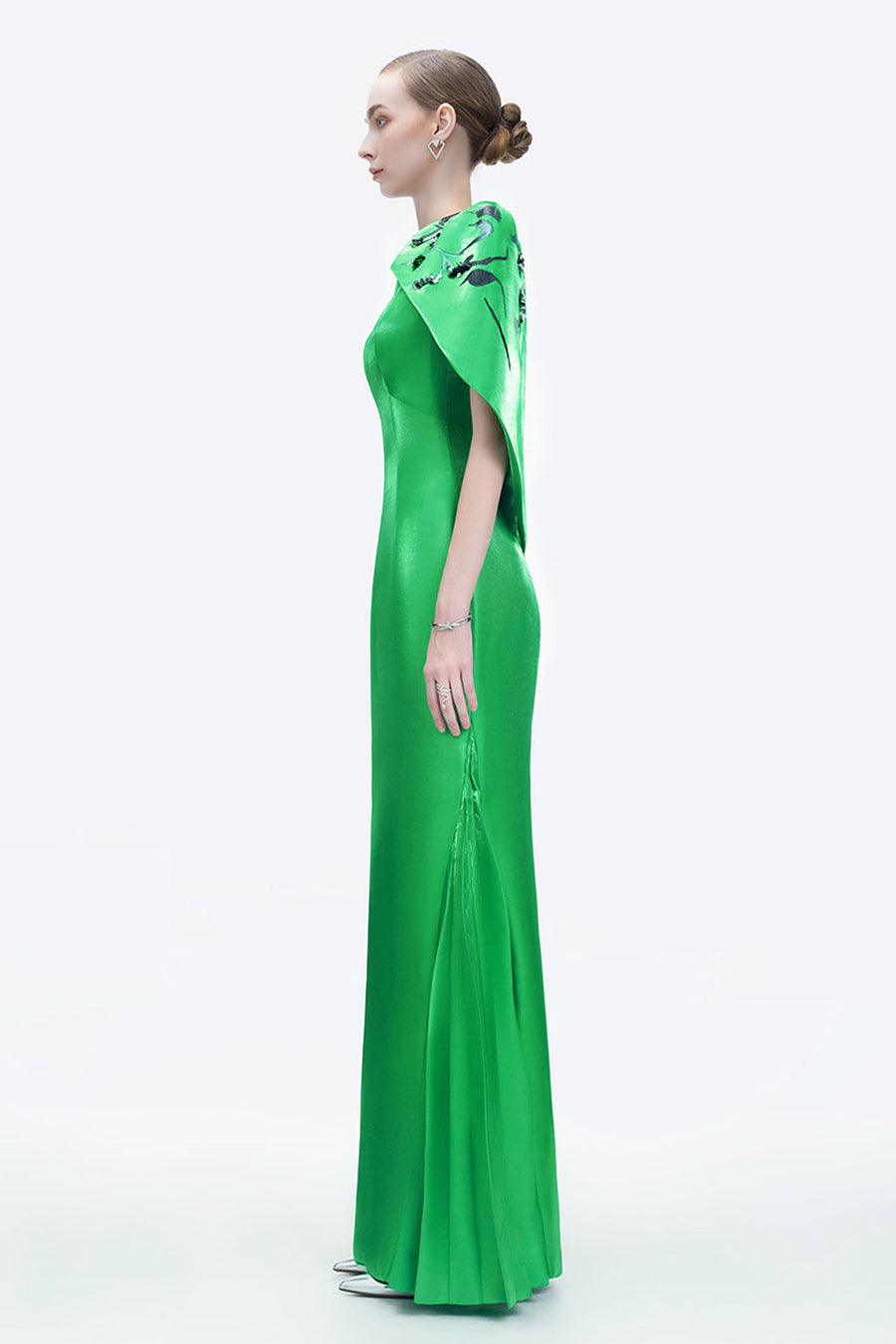 Song Of Freedom Sheath Side Pleated Zibeline Floor Length Dress 9