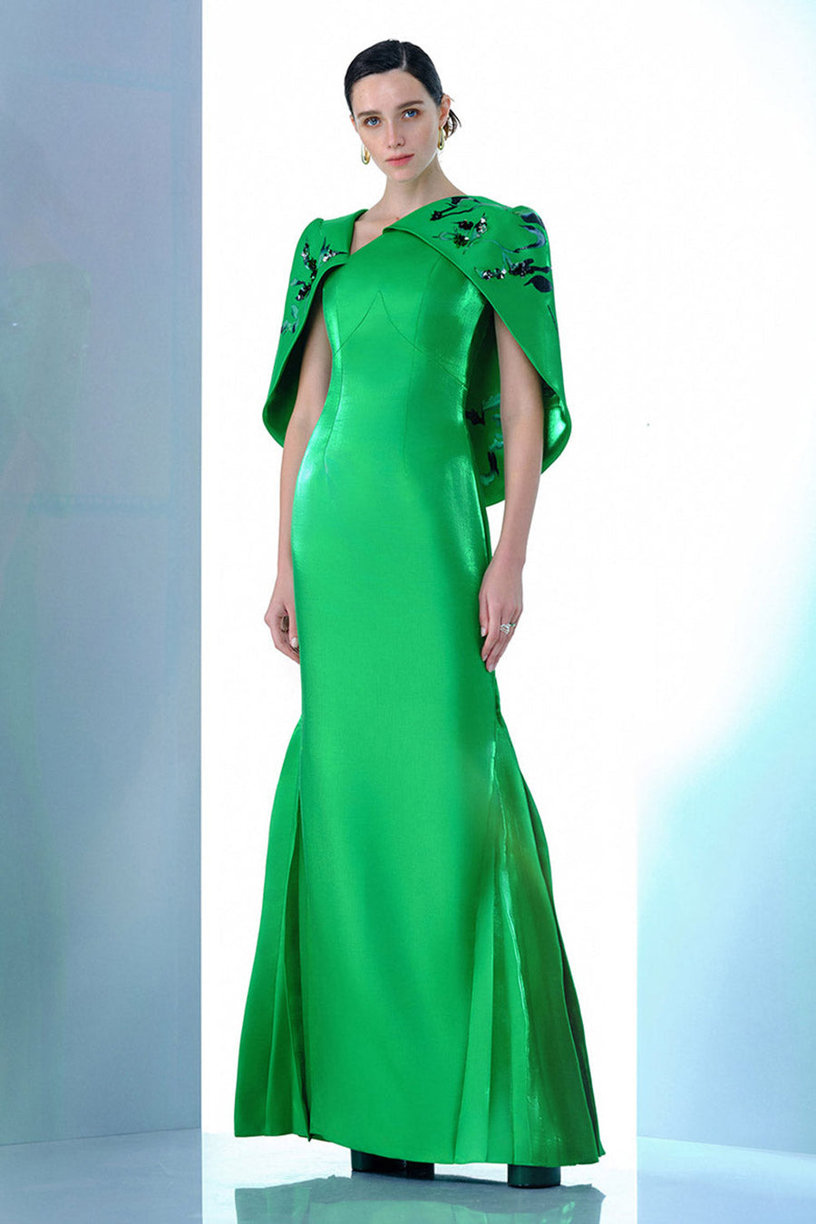 Song Of Freedom Sheath Side Pleated Zibeline Floor Length Dress 10