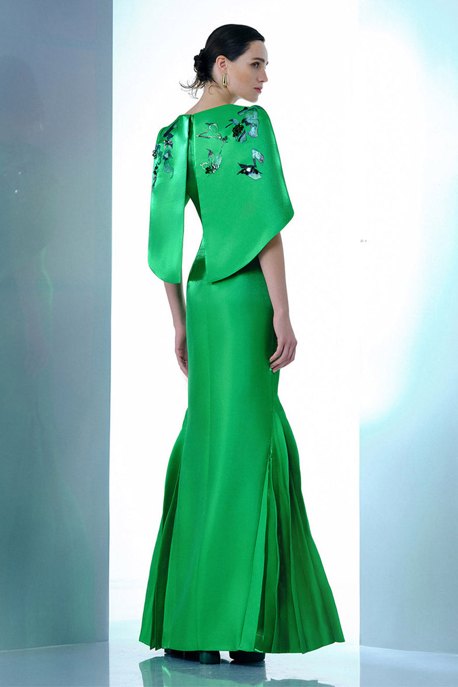 Song Of Freedom Sheath Side Pleated Zibeline Floor Length Dress 8