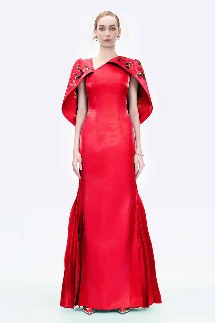 Song Of Freedom Sheath Side Pleated Zibeline Floor Length Dress