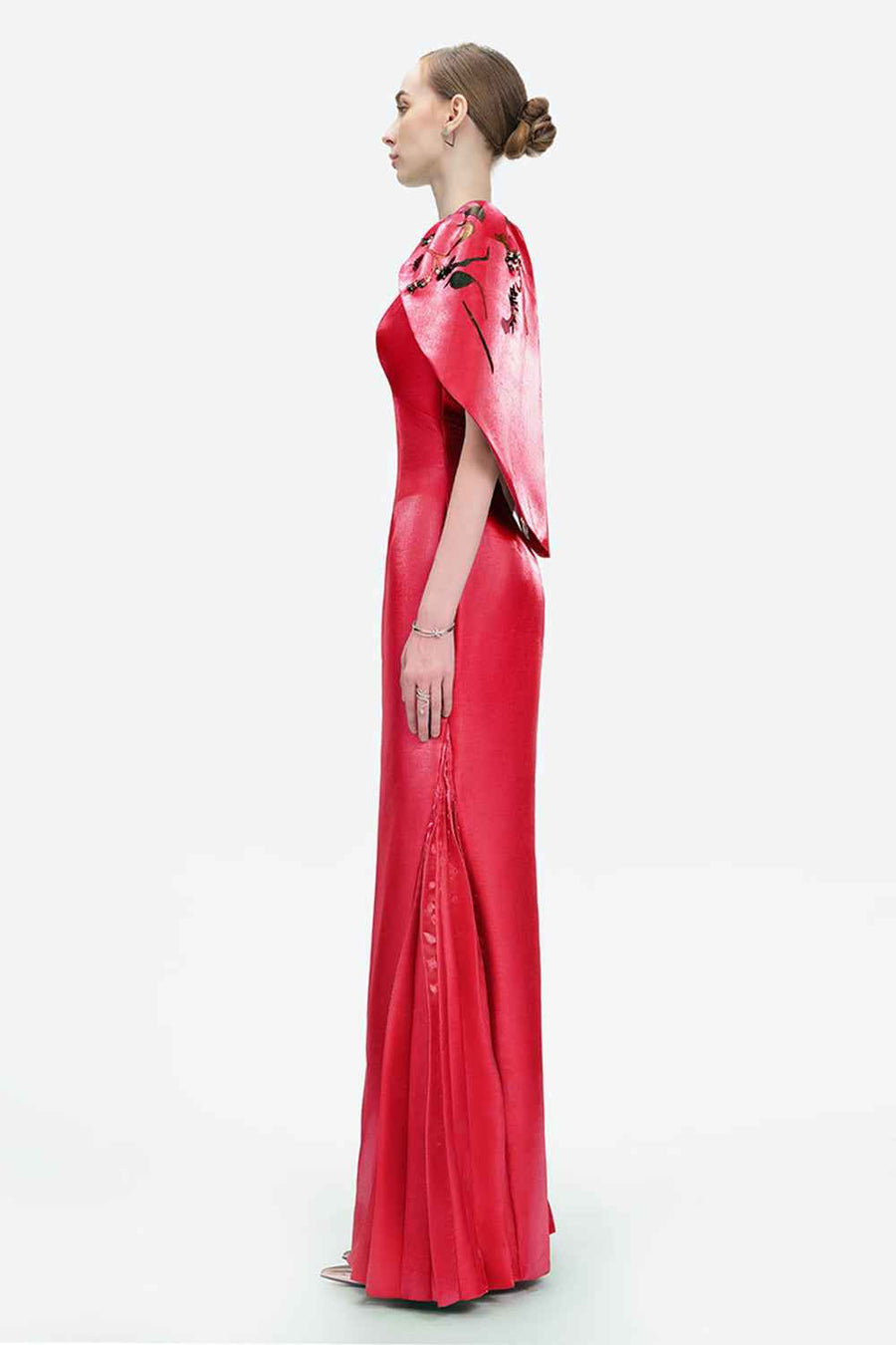 Song Of Freedom Sheath Side Pleated Zibeline Floor Length Dress