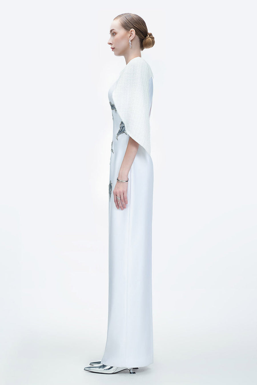 Lustre Reverie Sheath Cape Sleeved Zibeline Floor Length Dress 12