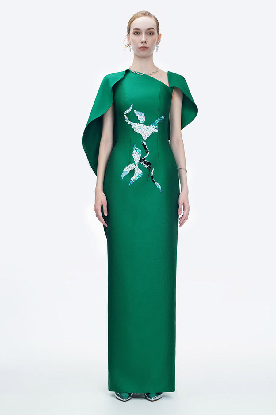 Petal's Secret Dance Sheath Asymmetric Neck Zibeline Floor Length Dress 14