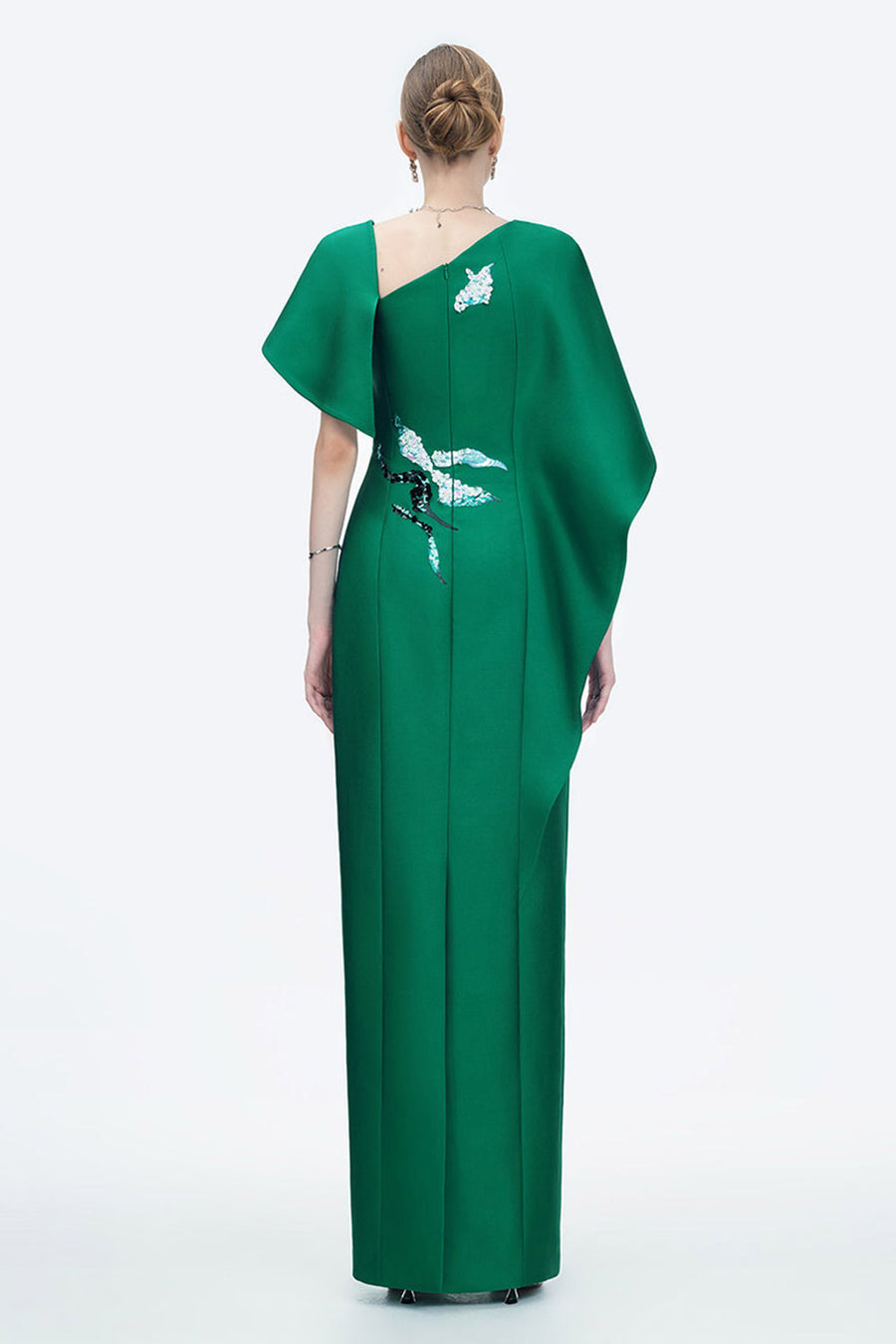 Petal's Secret Dance Sheath Asymmetric Neck Zibeline Floor Length Dress 10