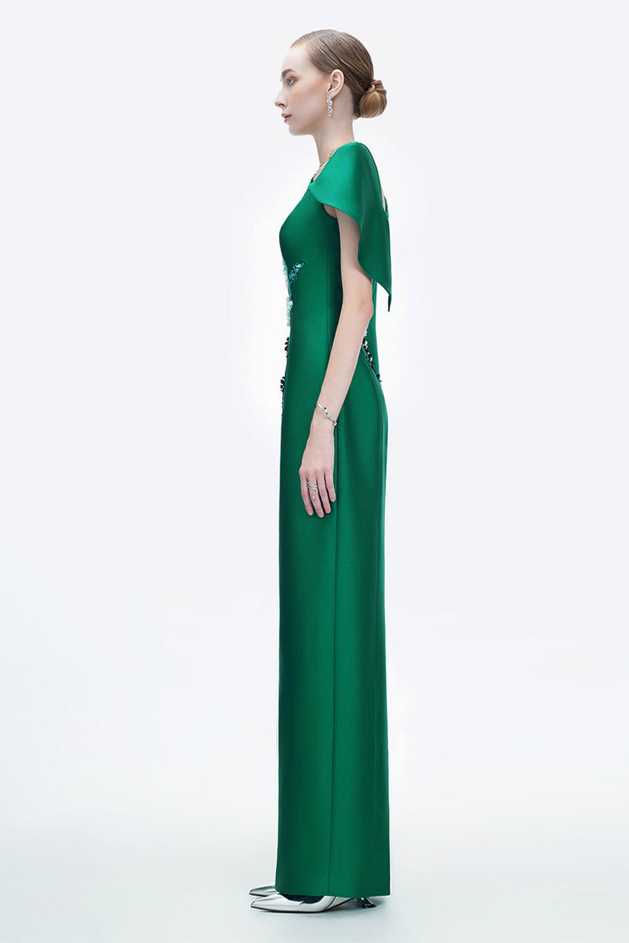 Petal's Secret Dance Sheath Asymmetric Neck Zibeline Floor Length Dress 11