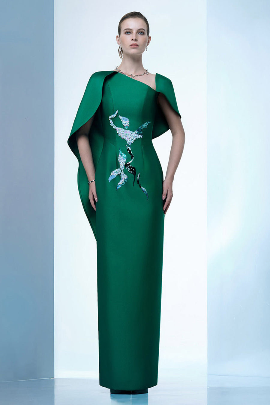 Petal's Secret Dance Sheath Asymmetric Neck Zibeline Floor Length Dress 13