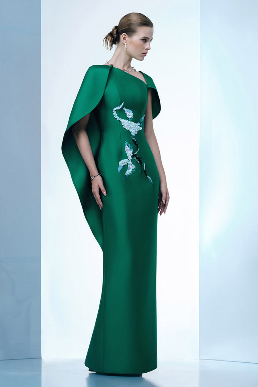 Petal's Secret Dance Sheath Asymmetric Neck Zibeline Floor Length Dress 12