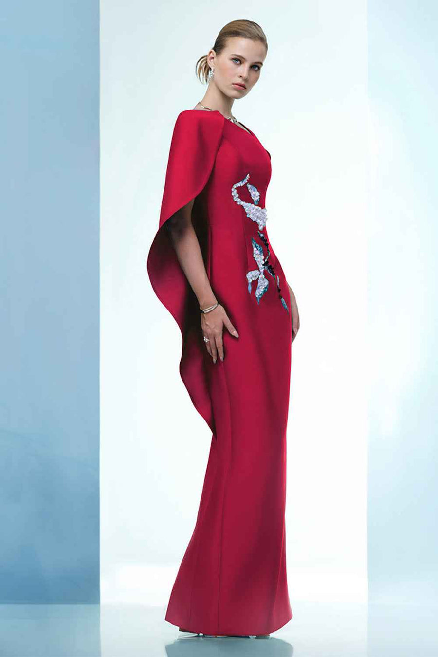 Petal's Secret Dance Sheath Asymmetric Neck Zibeline Floor Length Dress