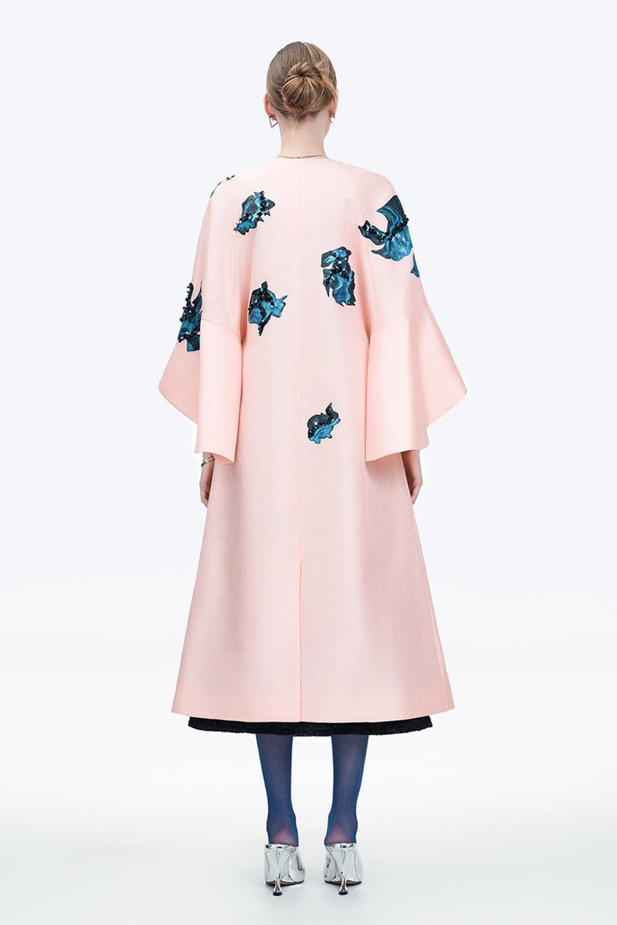 Inner Blossom Trapezoid Bell Sleeved Zibeline Calf Length Coat 5