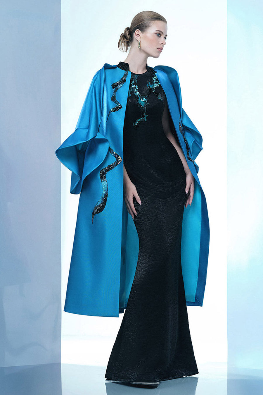 Radiant Night Flame Trumpet Cut-Out Taffeta Floor Length Dress 10