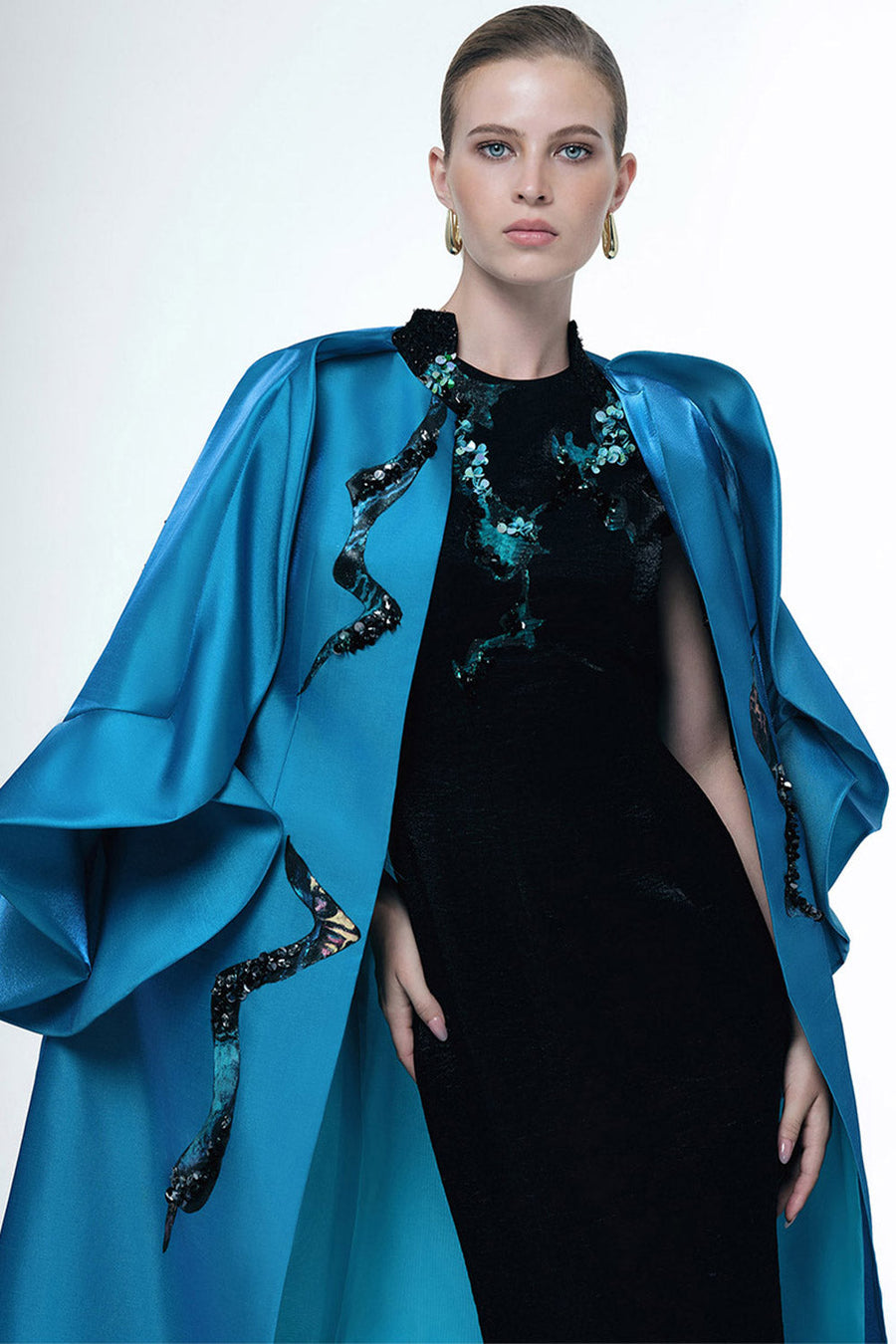 Radiant Night Flame Trumpet Cut-Out Taffeta Floor Length Dress 11