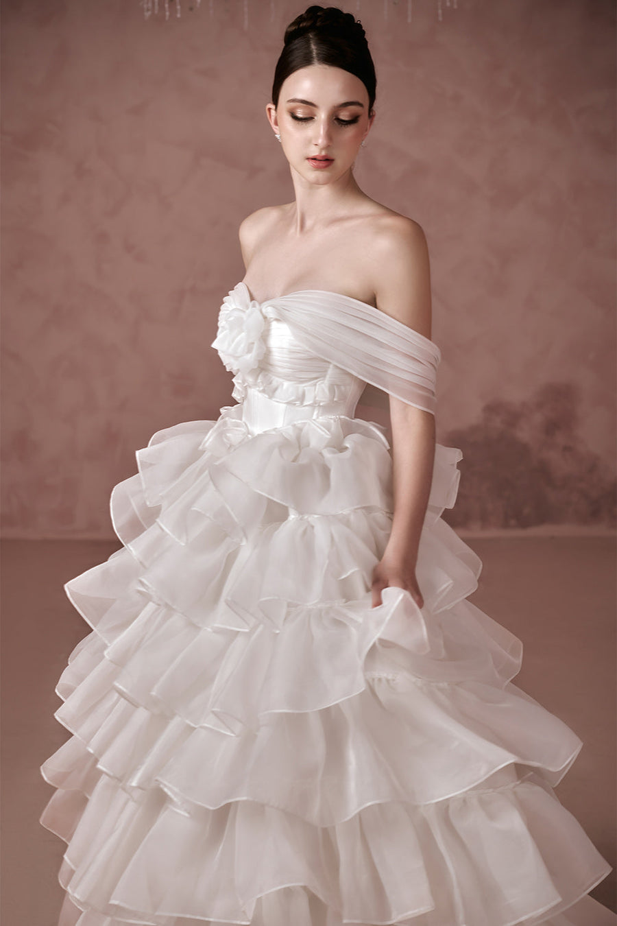 Think Of Me Ball Gown Layered Silk Organza Floor Length Dress 10