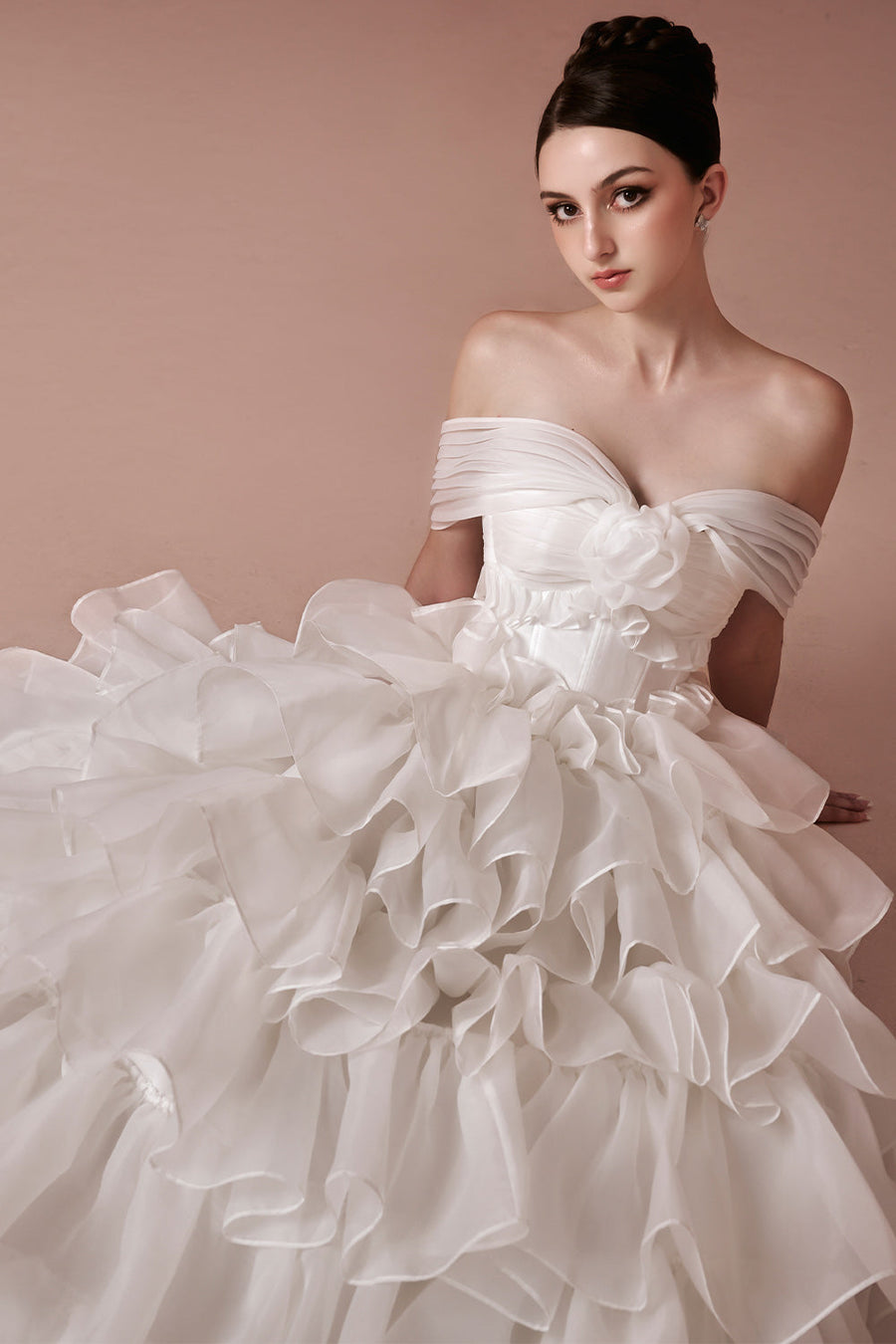 Think Of Me Ball Gown Layered Silk Organza Floor Length Dress 9