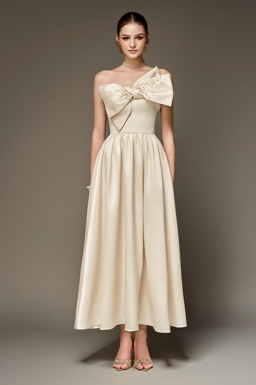 Selim Strapless Bow Taffeta Midi Dress Midi Dress NHAT VY