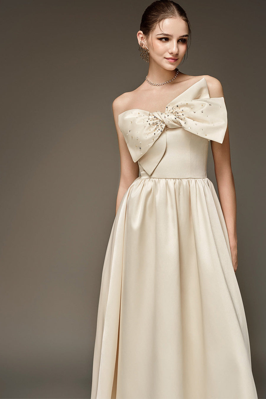 Selim Strapless Bow Taffeta Midi Dress Midi Dress NHAT VY
