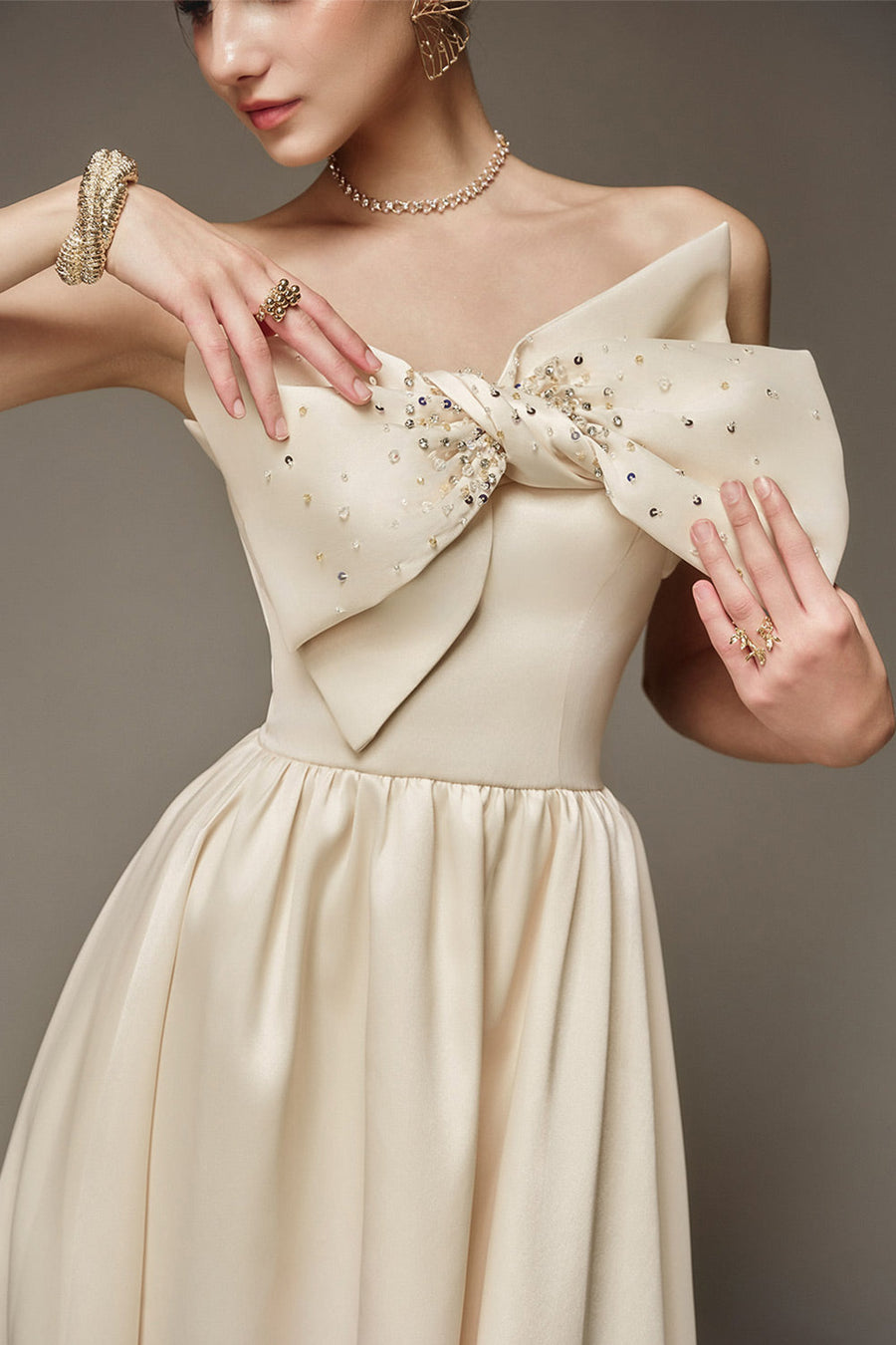 Selim Strapless Bow Taffeta Midi Dress Midi Dress NHAT VY