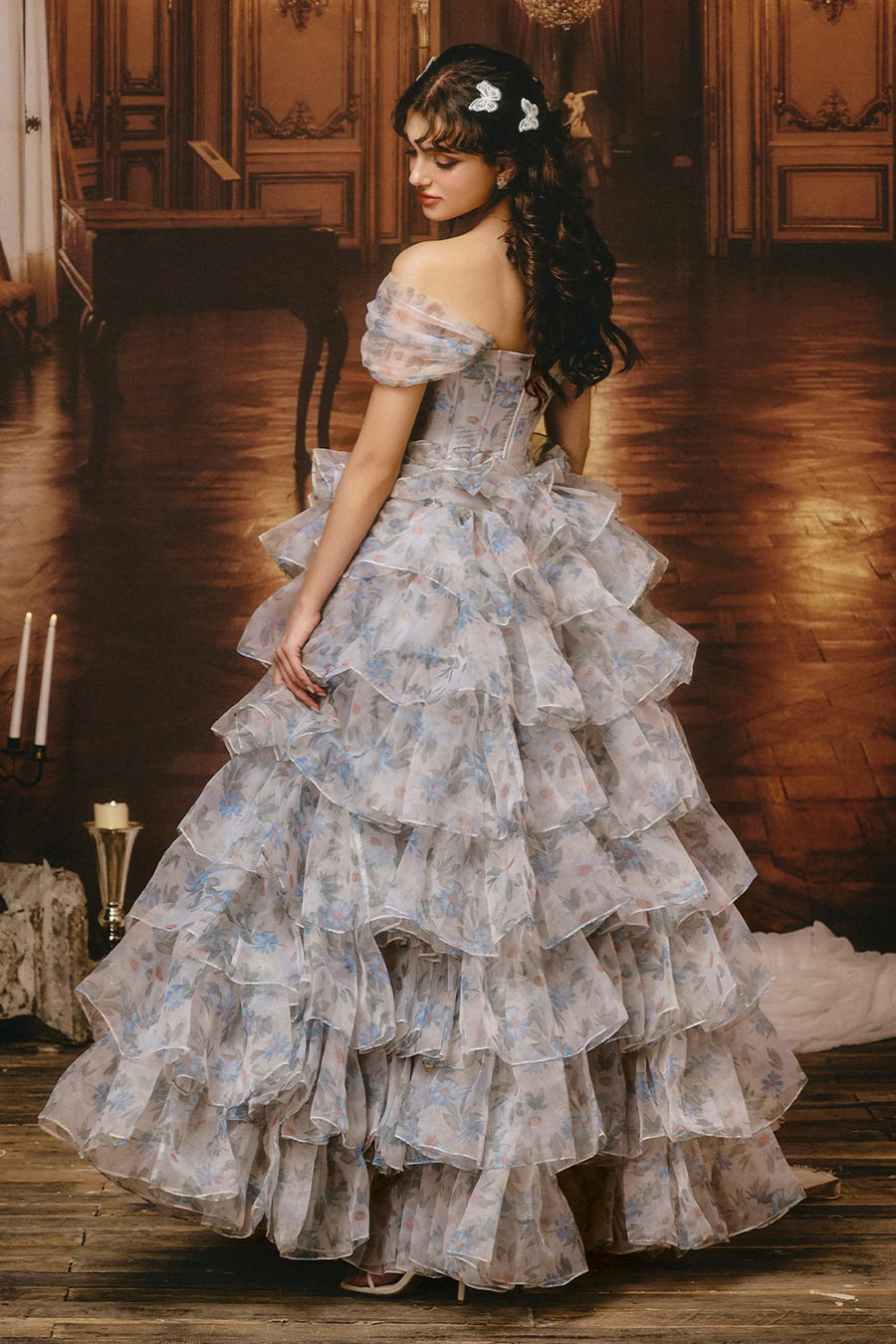 Think Of Me Ball Gown Layered Silk Organza Floor Length Dress 5