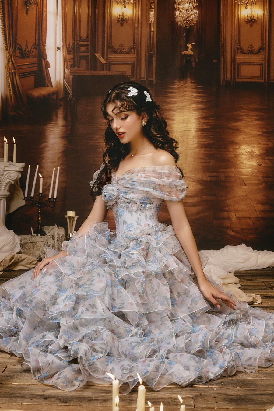 Think Of Me Ball Gown Layered Silk Organza Floor Length Dress 4