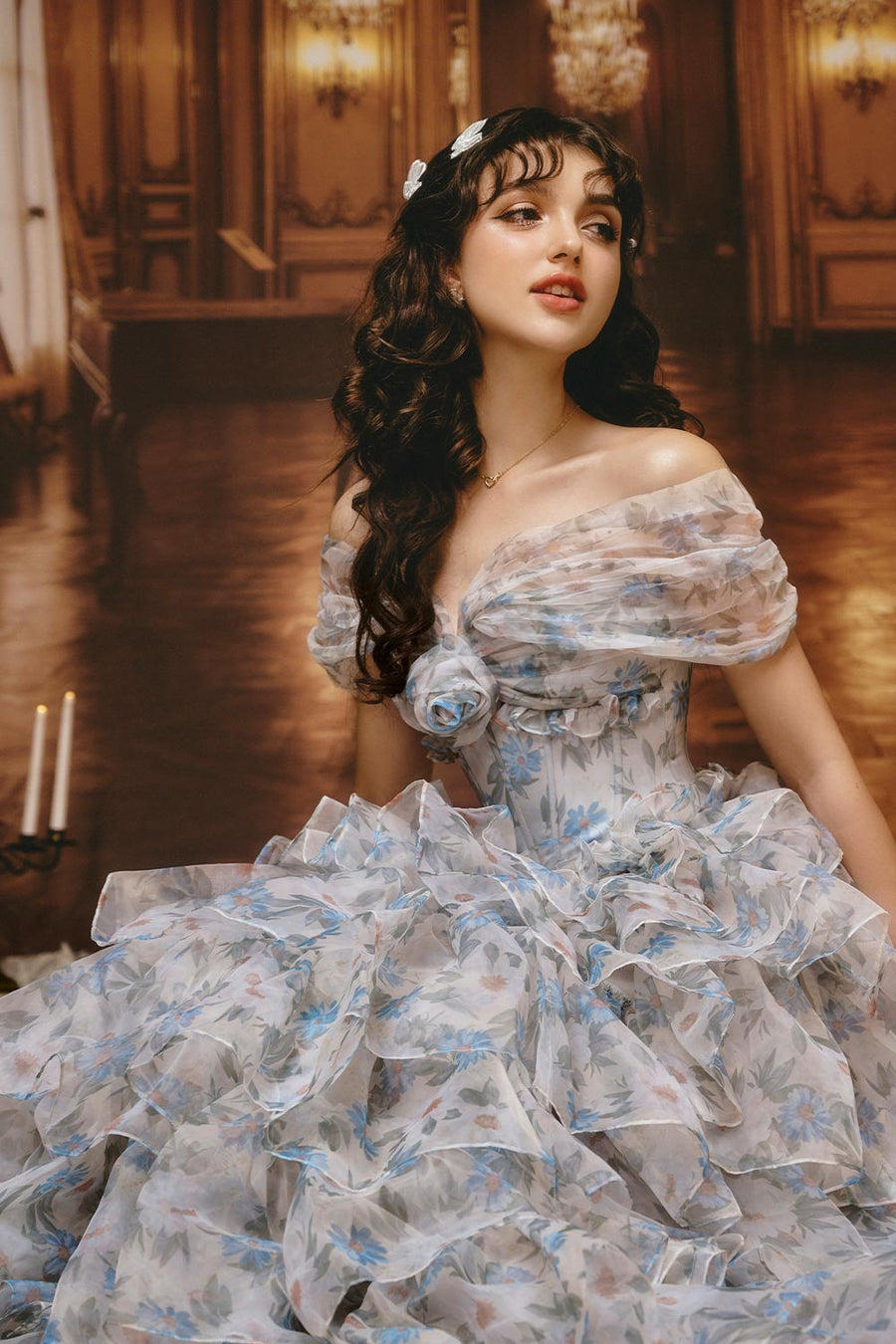 Think Of Me Ball Gown Layered Silk Organza Floor Length Dress 3
