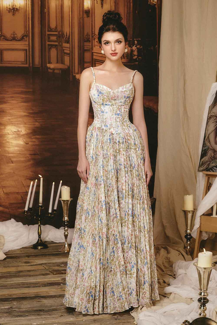 Kiss Me Pleated Sleeveless Silk Floor Length Dress Maxi Dress Sissy Nation