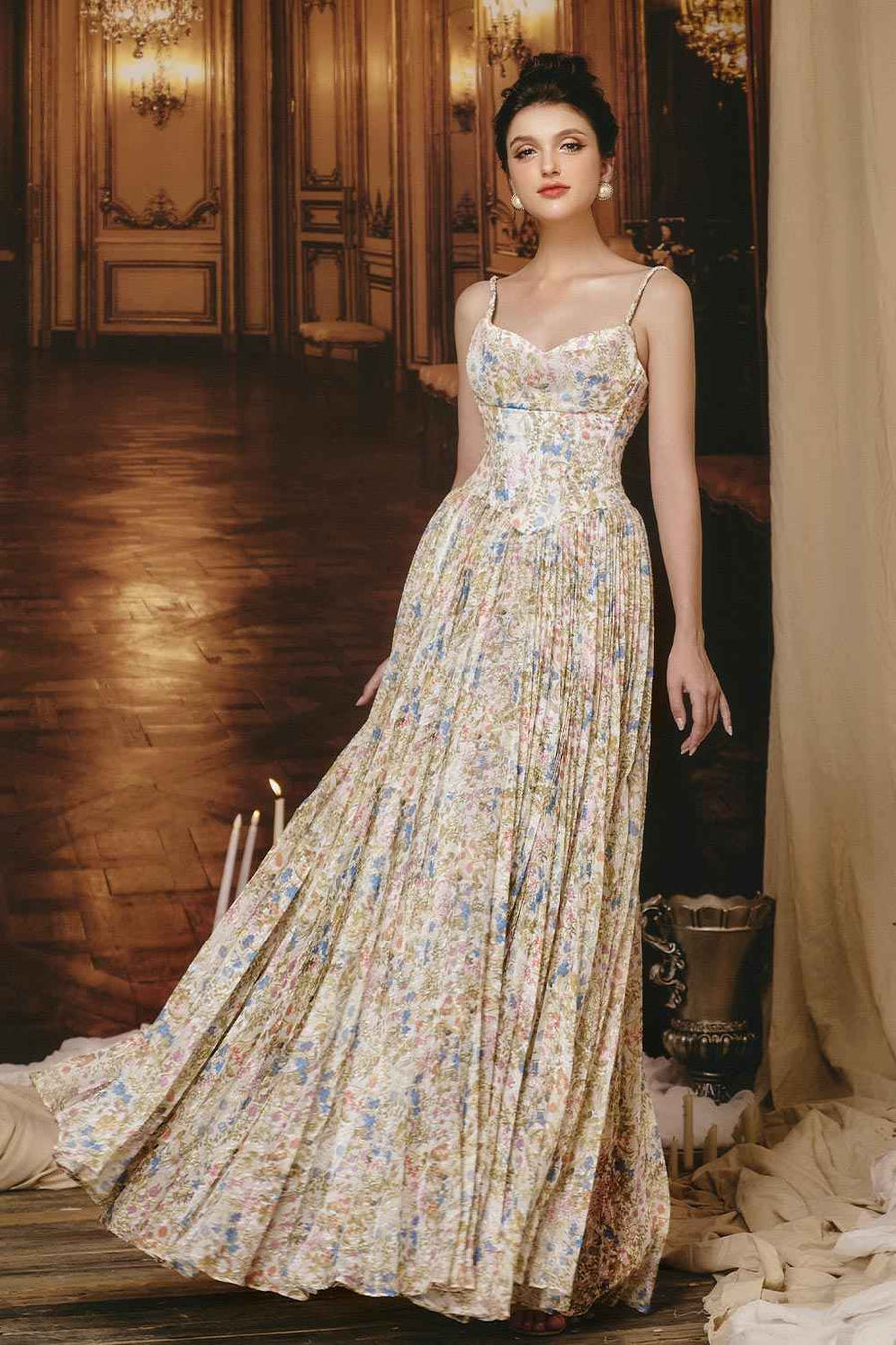 Kiss Me Pleated Sleeveless Silk Floor Length Dress Maxi Dress Sissy Nation