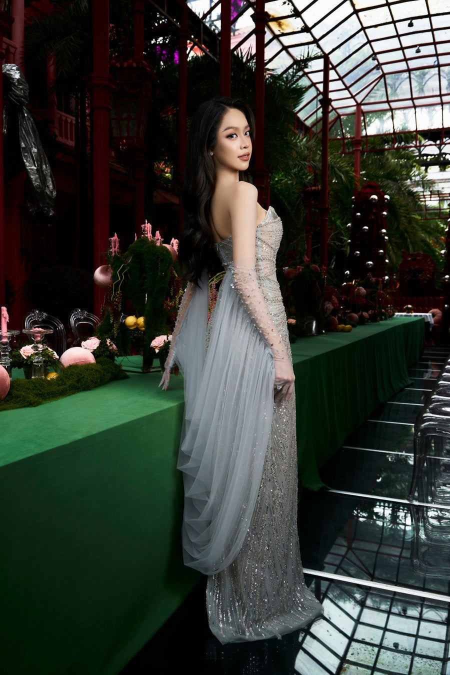 Luxe Silver Sequin Illusion Gown - Embellished Mermaid Formal Dress Dresses ressalina1