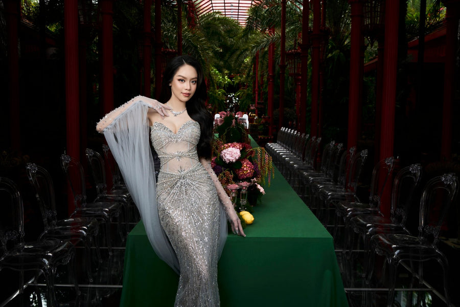 Luxe Silver Sequin Illusion Gown - Embellished Mermaid Formal Dress Dresses ressalina1