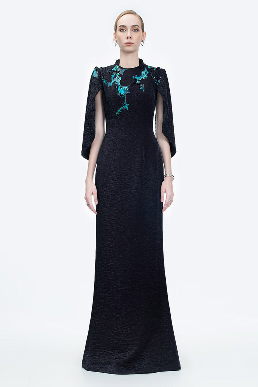 Radiant Night Flame Trumpet Cut-Out Taffeta Floor Length Dress 9