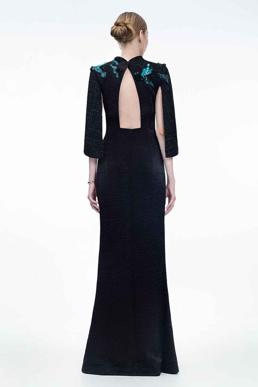 Radiant Night Flame Trumpet Cut-Out Taffeta Floor Length Dress