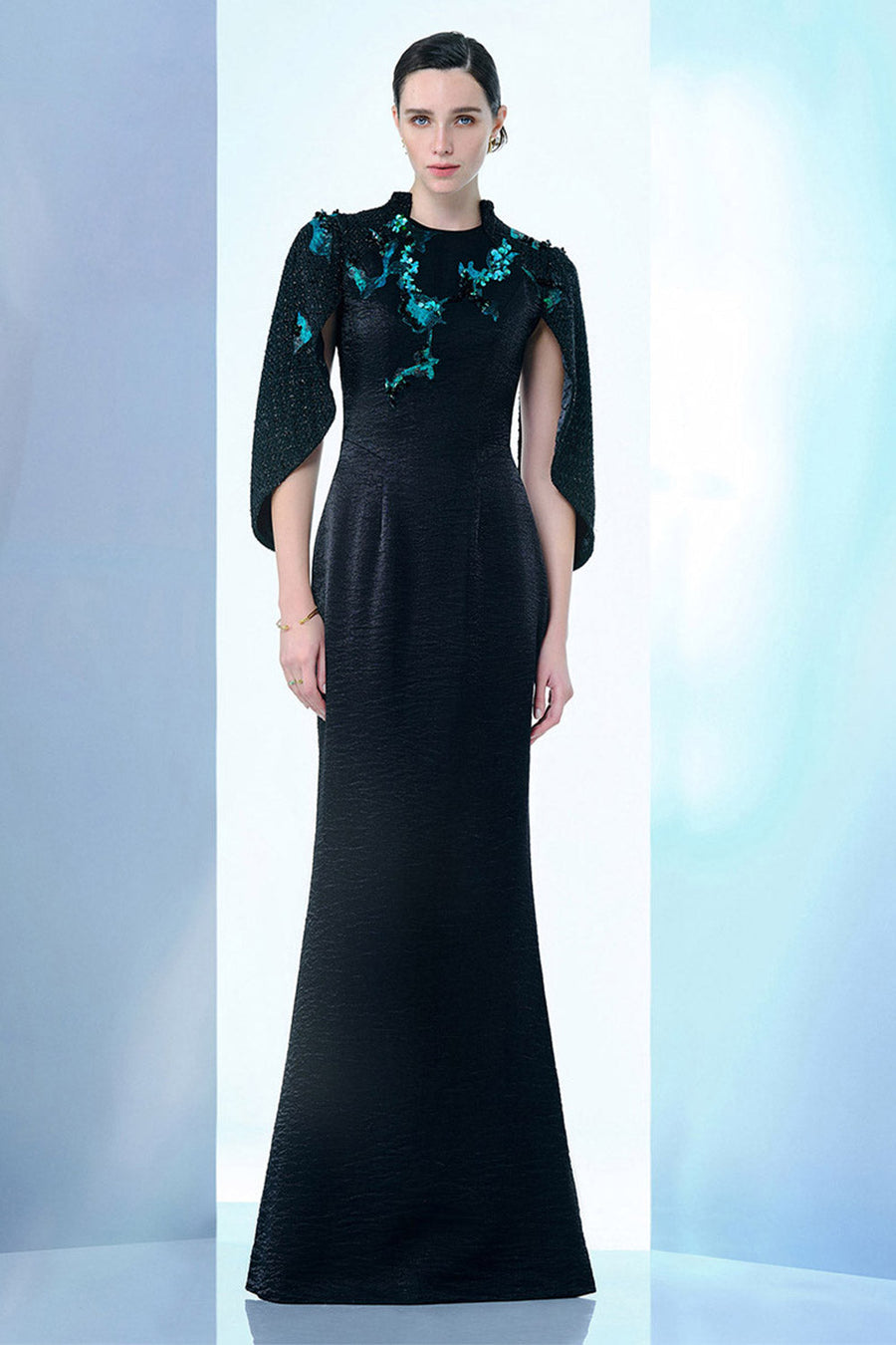 Radiant Night Flame Trumpet Cut-Out Taffeta Floor Length Dress 8