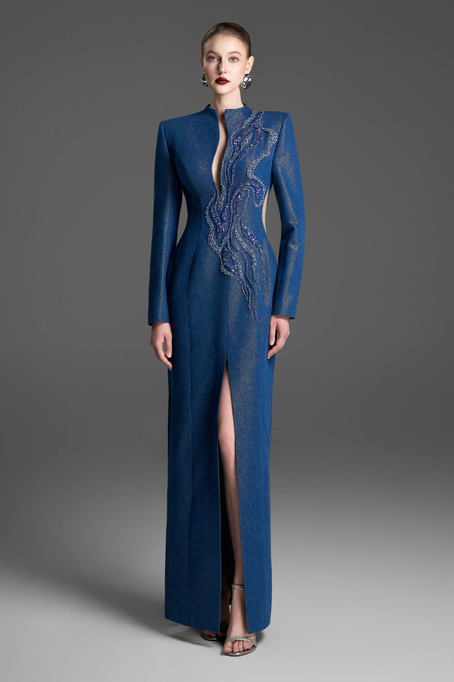 Saga Notch Neck Bead Maxi Dress 1